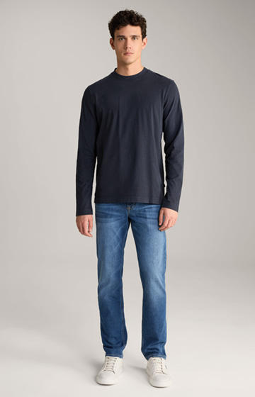 Carlito Long-sleeved Cotton Shirt in Navy