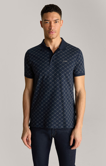 Paigam Cornflower Polo Shirt in a Navy Pattern