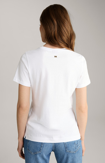 Cotton T-shirt in White/Dusky Pink