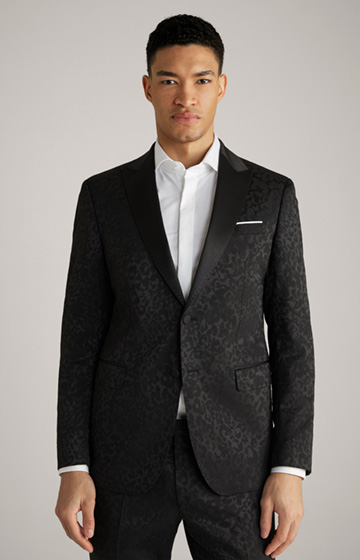 Horace Satin Jacket in Black, textured