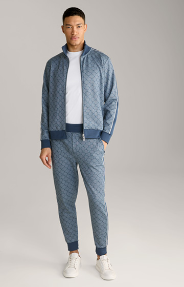 Tayfun Cornflower Sweatshirt Jacket in a Blue Pattern