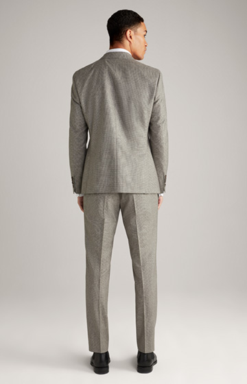 Haspar-Bloom Virgin Wool Suit in Light Beige/Light Grey