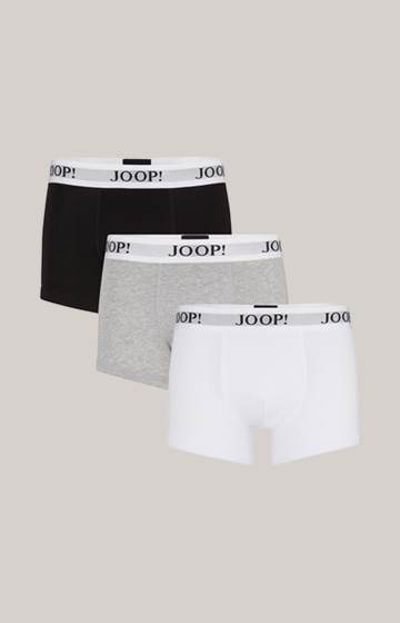 3-Pack of Fine Cotton Stretch Boxers in White/Black/Grey Flecked