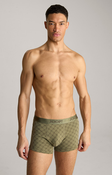 3-Pack of Boxer Shorts in an Olive/White/Blue Pattern