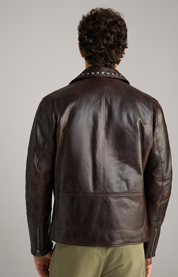 Alezis Leather Jacket in Dark Brown