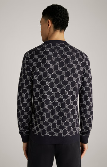 Ravon Knitted Pullover in a Navy Pattern