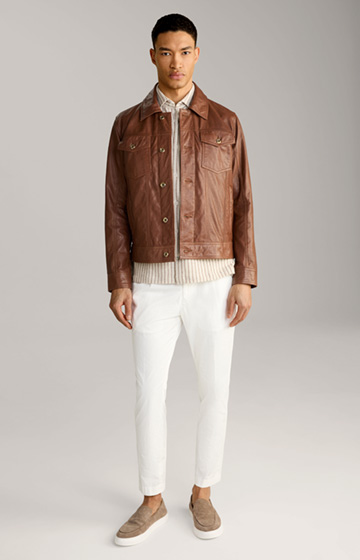 Jeans Leather Jacket in Brown