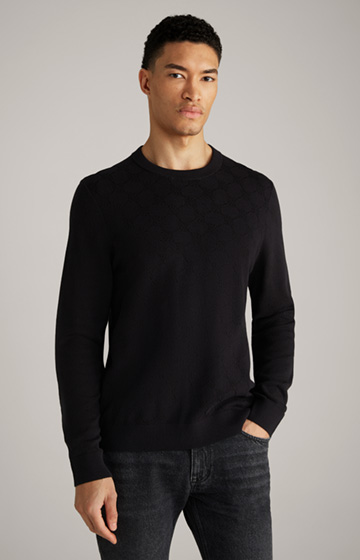 Ravon Knitted Sweater in a Black Pattern