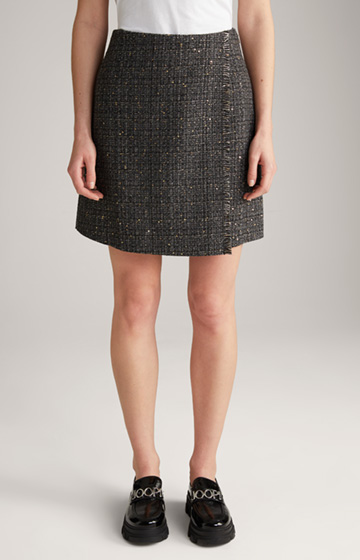Tweed Skirt in Black/Grey/Gold