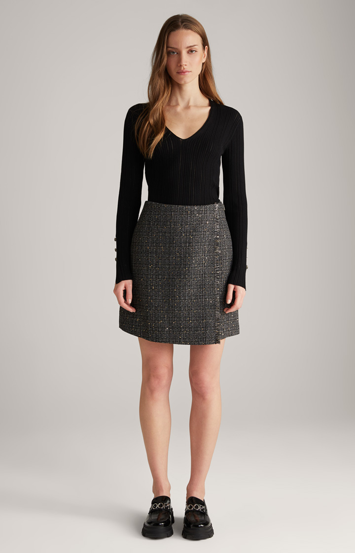 Tweed Skirt in Black/Grey/Gold