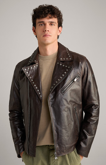 Alezis Leather Jacket in Dark Brown