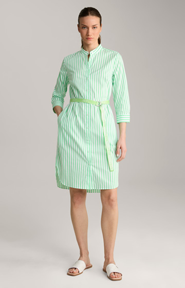 Blusen-Kleid in Grün/Weiß gestreift