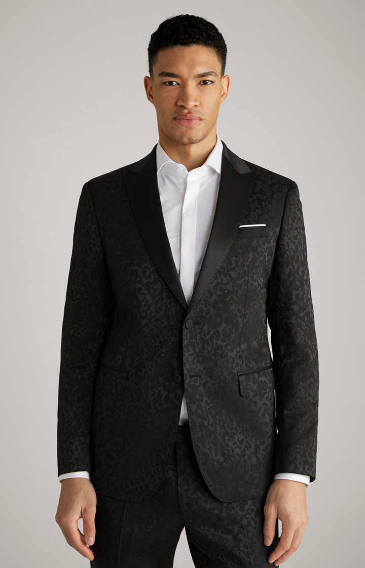 Horace Satin Jacket in Black, textured