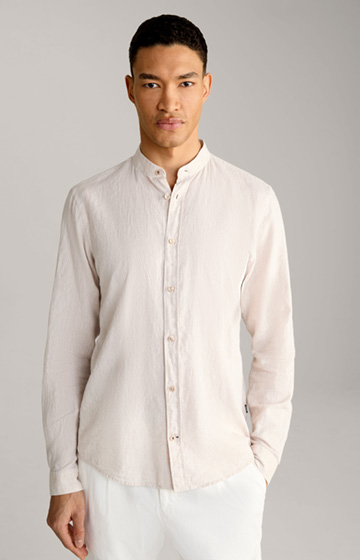 Hedde Linen and Cotton Shirt in Mottled Brown