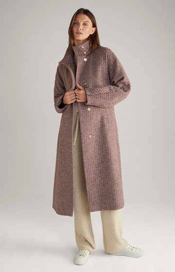 Wool Blend Coat in Ecru/Purple