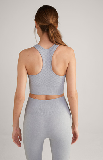 Seamless sports bra in mottled light grey