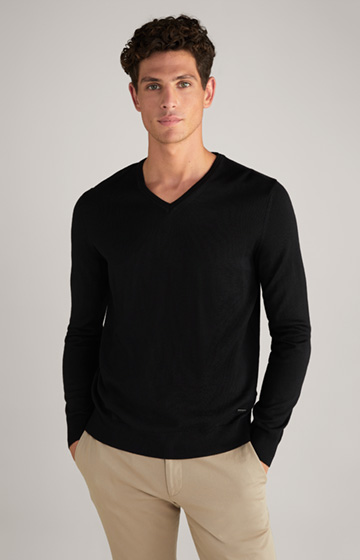 Sweter Damien z wełny ze strzyży w czarnym kolorze