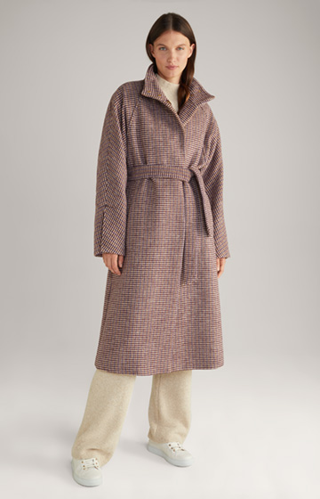 Wool Blend Coat in Ecru/Purple
