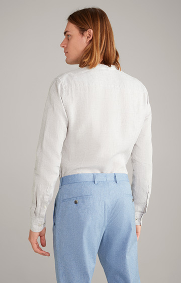 Lniano-bawełniana koszula Pebo w kolorze jasnoszarym z efektem melanżu
